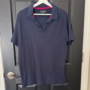 Banana Republic Dark Blue Polo with Pink Highlights